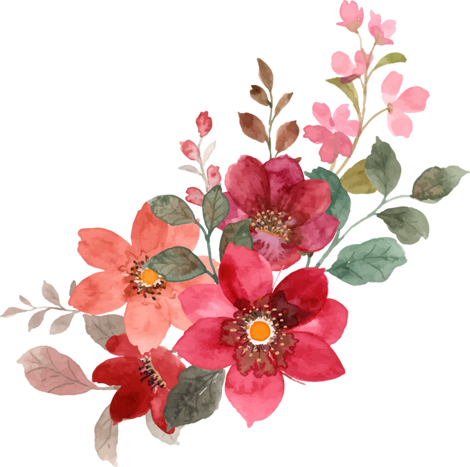 Watercolor red flower arrangement